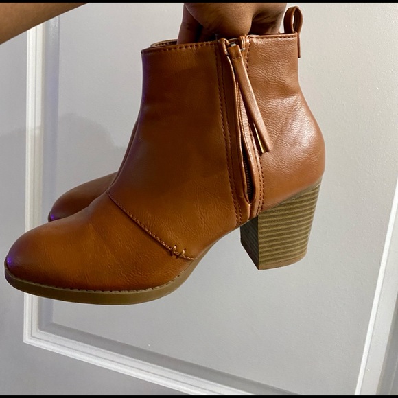 Faux Leather Ankle Boots - Brown - Picture 6 of 7